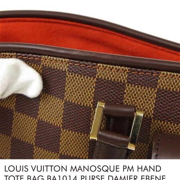 LOUIS VUITTON MANOSQUE PM HAND TOTE BAG BA1014 PURSE DAMIER EBENE N51121 - Picture 8 of 13
